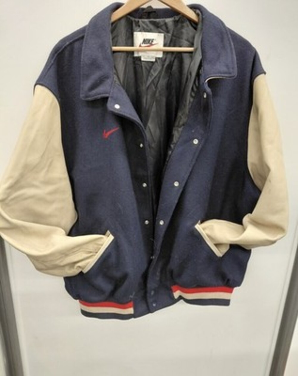 Vintage Nike USA Olympic Soccer Team Varsity Bomber Jacket Wool/Leather Sz Large